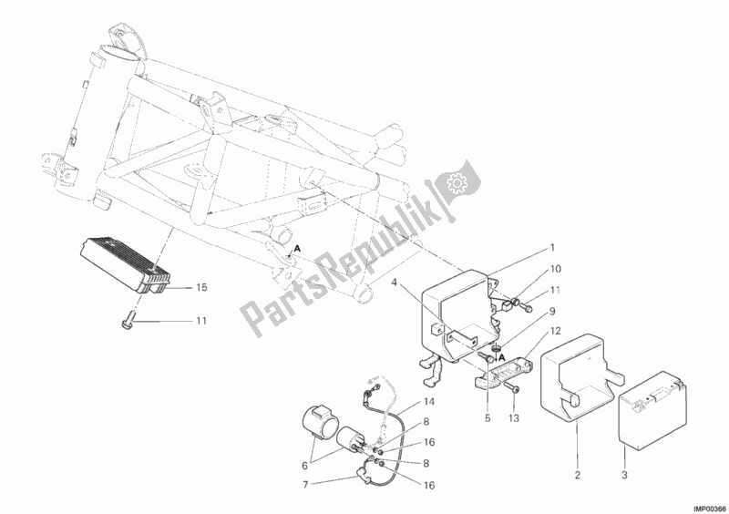 Toutes les pièces pour le Batterie du Ducati Multistrada 620 Dark USA 2006